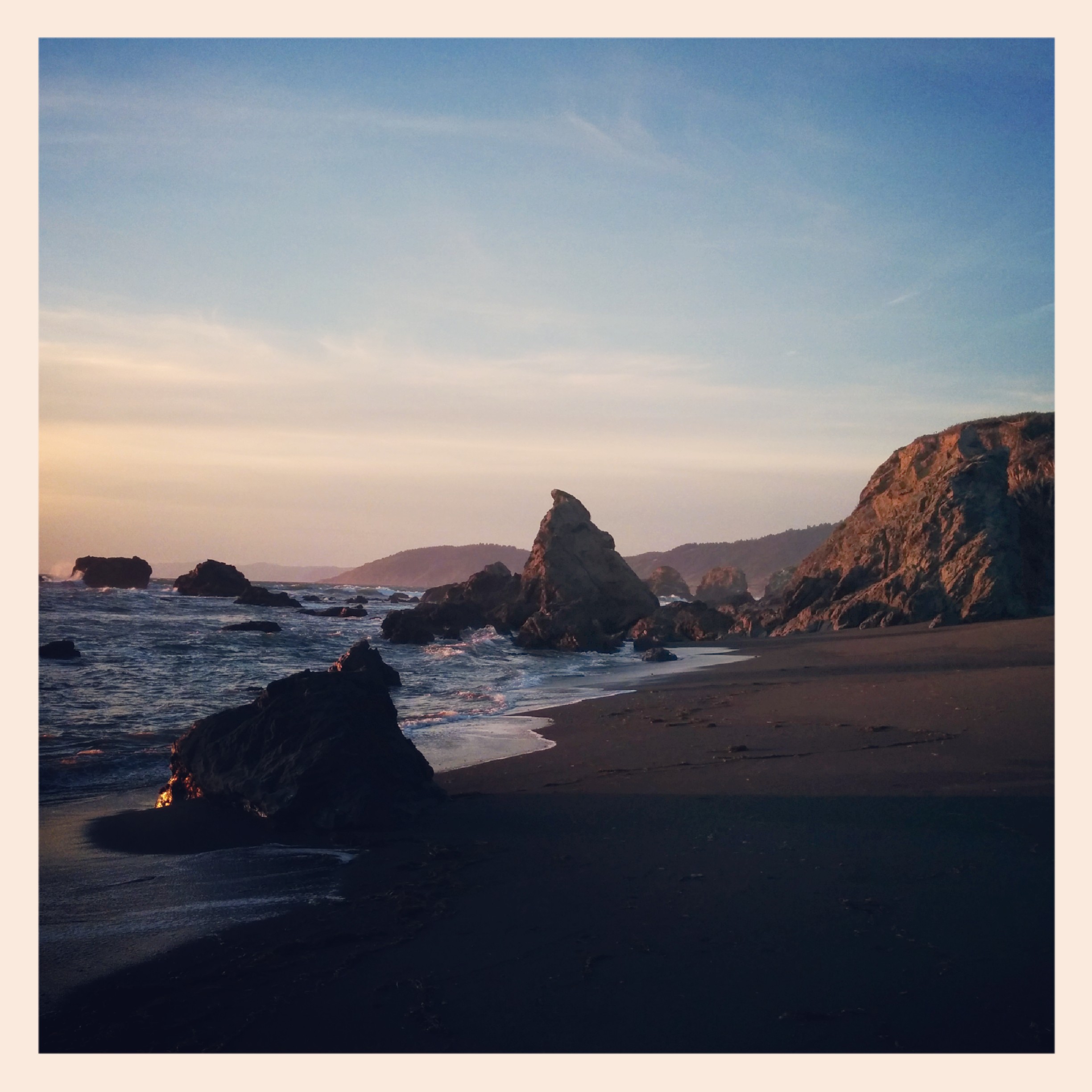 I was so happy to see the Pacific again. Don't get me wrong the Redwoods were majestic giants and I rode by in awe. But it seemed like I was in the mountains for days. Well I guess I was :)