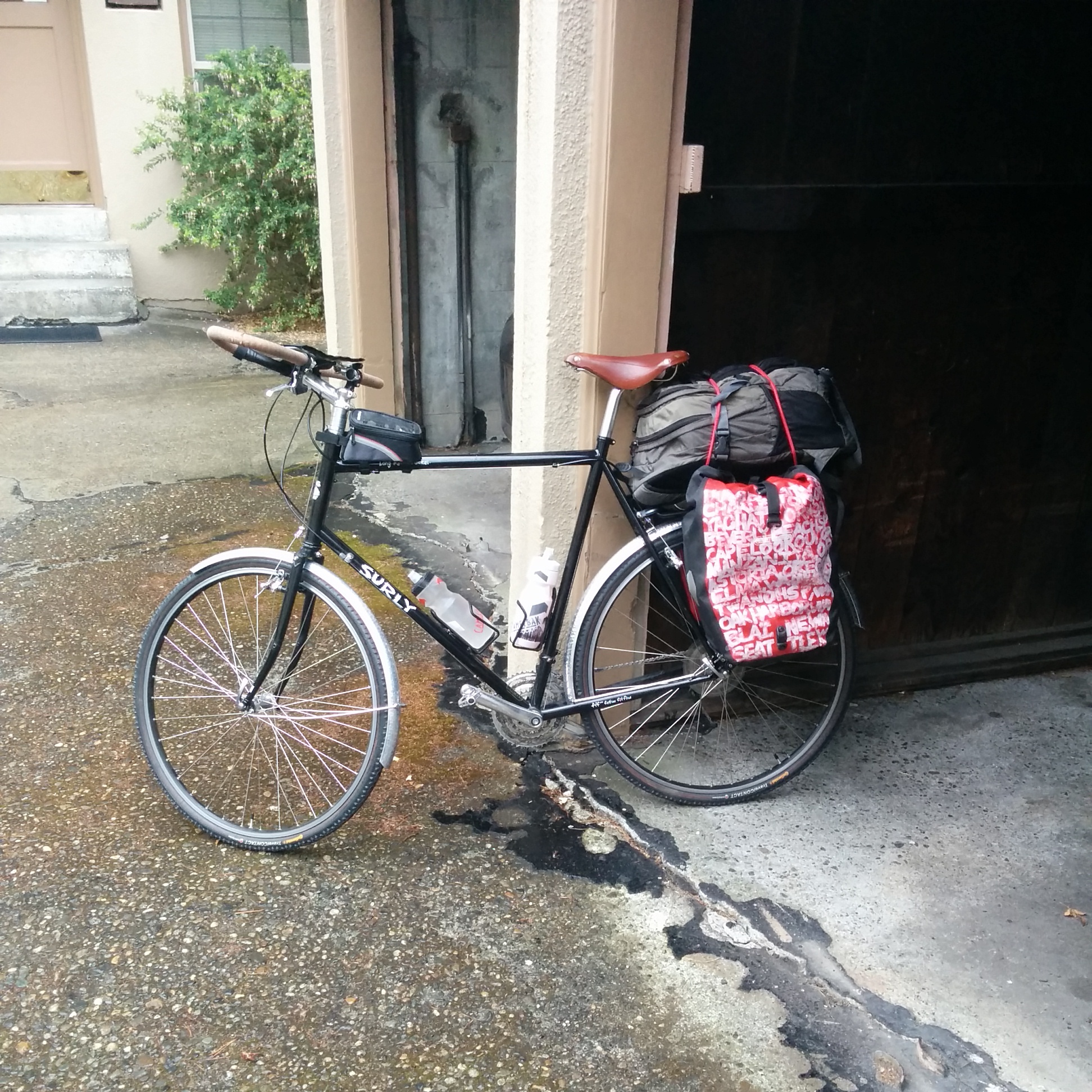 All ready to set out on the road to the Olympic Peninsula. Looking forward to getting on the bike for even a small tour.