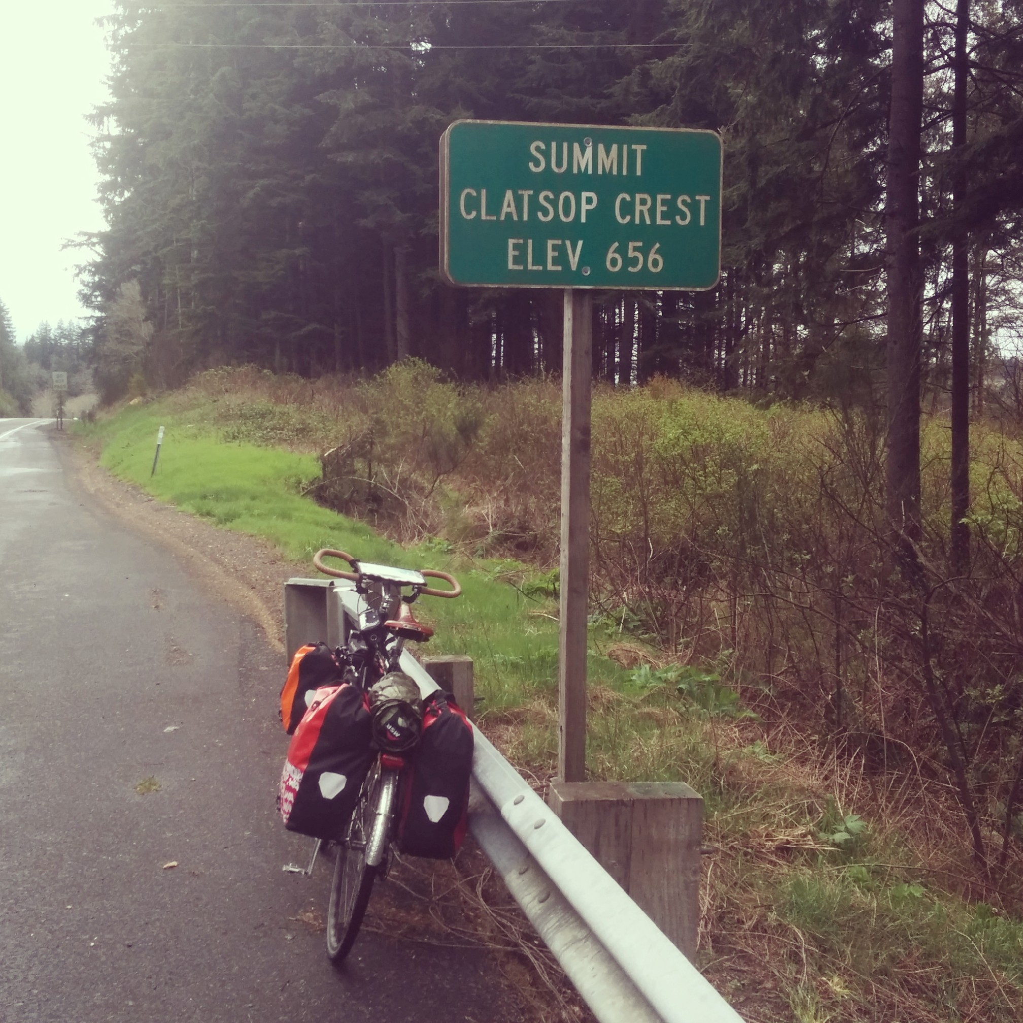 Westport was a neat town too. I was looking for a welcome sign but didn't see one anywhere! My body was telling me I should stop but I decided to truck on and maybe camp down the road.
Right away there was an enormous climb up to Caltrop Crest which had me regretting my decision to continue on.